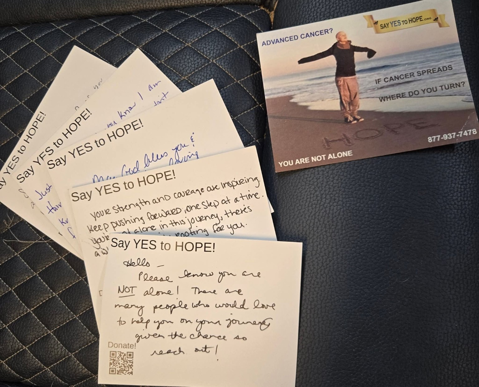 Handwritten Say YES to Hope encouragement cards